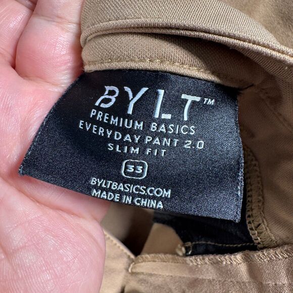 BYLT Premium Basics Everyday Jogger Pants Men 33 Measures 31x30 Brown Slim Fit - Picture 6 of 9